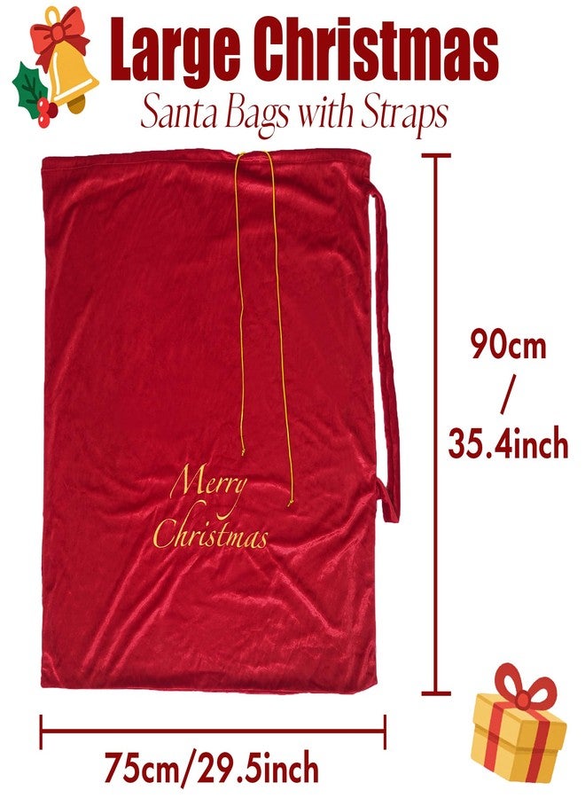 CosInStyle Large Velvet Santa Claus Christmas Sack with Drawstring, 29.5 x 35.5 Inch Gift Bags for Xmas Party Decor, Stocking Stuffers, and Holiday Gift Supplies (Red) - Image 3