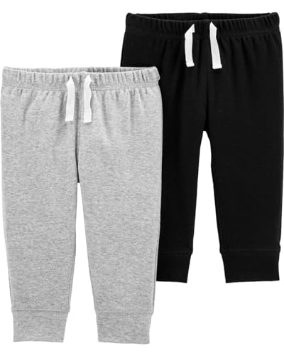 Carter's Baby Boys 2-Pack Pull-On Pants (Black/Heather, 24 Months) - Image 2