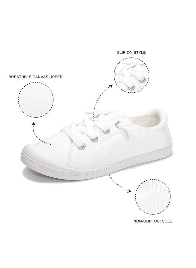 Vanessa Womens Slip On Shoes, Comfort Canvas Sneakers with Low Top, Casual Fashion Shoes for Women Walking with Non Slip Rubber Outsole, White, 7 - Image 5