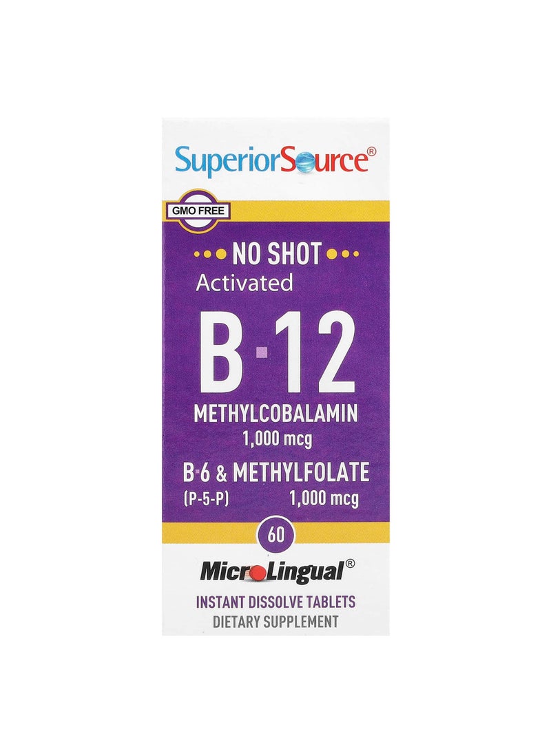 Activated B-12, Methylcobalamin, B-6 (P-5-P) & Methylfolate, 60 MicroLingual® Instant Dissolve Tablets