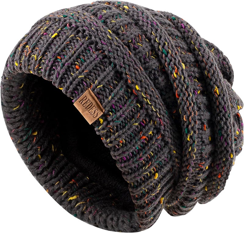 REDESS Slouchy Beanie Hat for Men and Women Winter Warm Chunky Soft Oversized Cable Knit Cap - Image 3