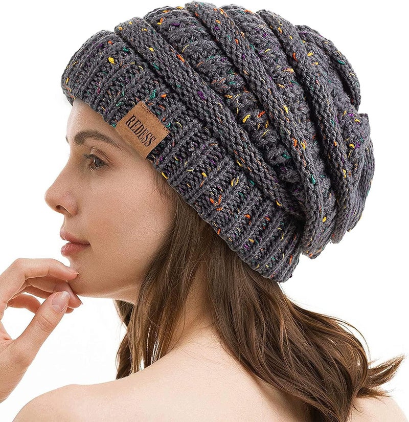 REDESS Slouchy Beanie Hat for Men and Women Winter Warm Chunky Soft Oversized Cable Knit Cap - Image 1