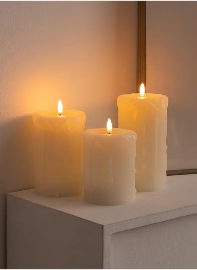 JAJEEK 3 Piece LED Flameless Candles – LED Pillar Candles for Romantic Ambiance, Battery Operated with Remote Control & Timer, Perfect for Festival, Wedding, Home & Party Decor (Pack of 3) – Classic Ivory - Image 5