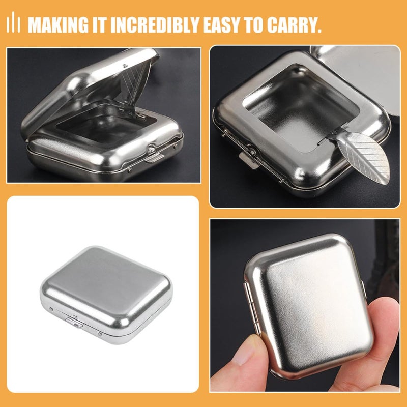 مطفأة سجائر معدنية صغيرة محمولة مع غطاء للاستخدام في السيارة والهواء الطلق والجيب والمنزل والفسحة - Image 4