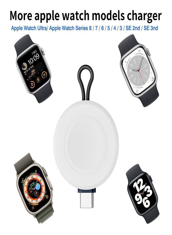 SYOSI - USB-C Charger for Apple Watch, Portable Wireless Magnetic Fast Charging Compatible with Apple iWatch Ultra/Series 8/7/6/5/4/3/SE Travel Pod Charger, Cordless Travel Charger Keychain - Image 1