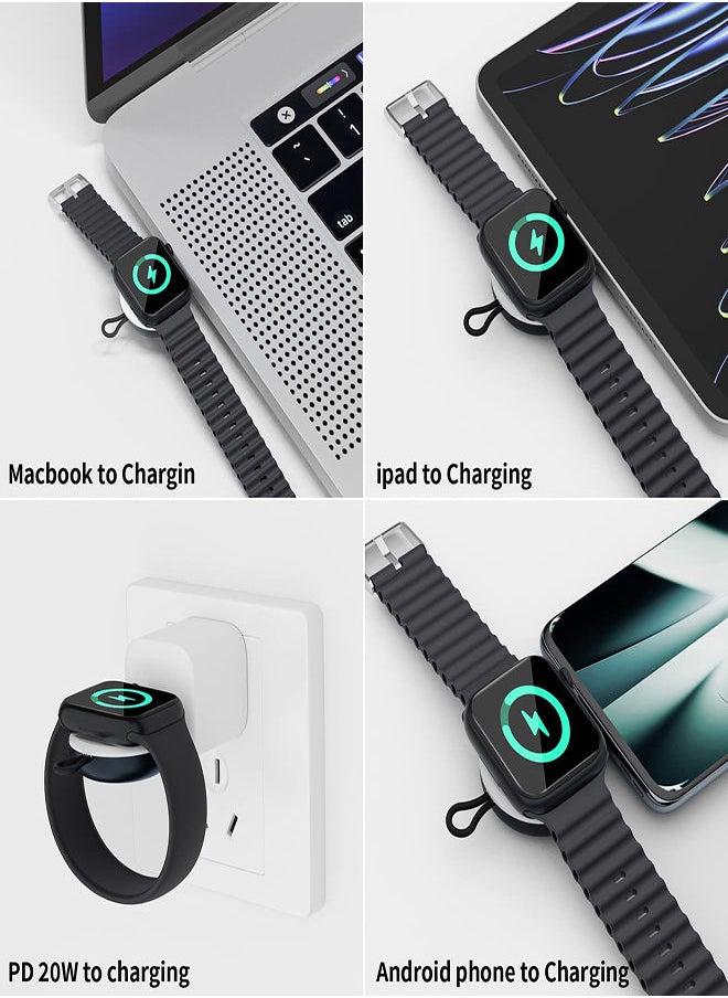SYOSI - USB-C Charger for Apple Watch, Portable Wireless Magnetic Fast Charging Compatible with Apple iWatch Ultra/Series 8/7/6/5/4/3/SE Travel Pod Charger, Cordless Travel Charger Keychain - Image 1
