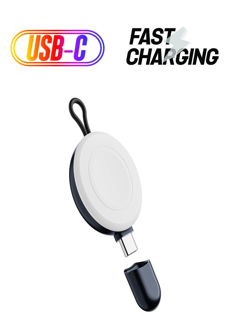 SYOSI - USB-C Charger for Apple Watch, Portable Wireless Magnetic Fast Charging Compatible with Apple iWatch Ultra/Series 8/7/6/5/4/3/SE Travel Pod Charger, Cordless Travel Charger Keychain - Image 1