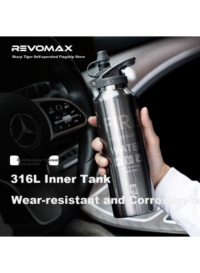 RevoMax كوب رياضي مع شفاطة من ريفوماكس بدون أثر - كوب معزول للرياضات الخارجية - كوب تبريد صيفي - نموذج جديد 592 مل - رمادي ناطحة سحاب - Image 4