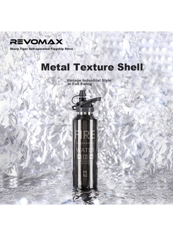 RevoMax كوب رياضي مع شفاطة من ريفوماكس بدون أثر - كوب معزول للرياضات الخارجية - كوب تبريد صيفي - نموذج جديد 592 مل - رمادي ناطحة سحاب - Image 3