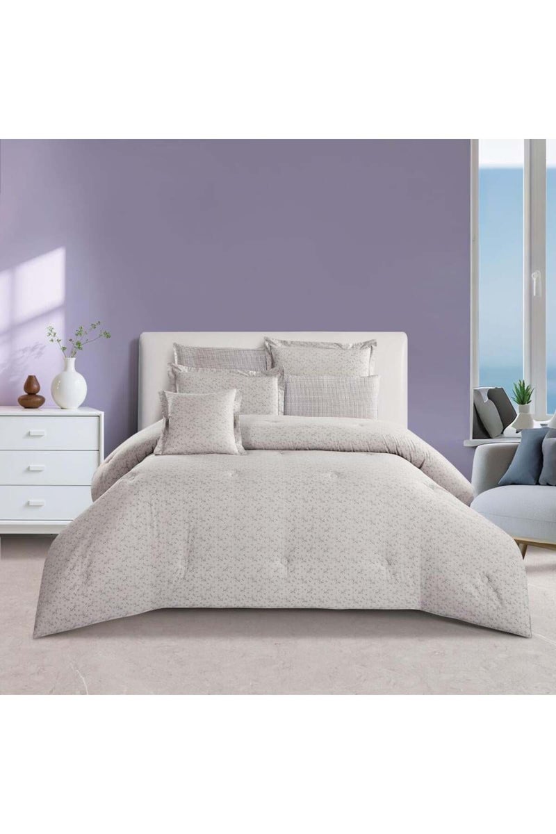 ميلين طقم مفرش سرير صيفي مزدوج قطن 100% - 8 قطع – يناسب سرير بمقاس 200x200 - زافيرا - رمادي - Image 2