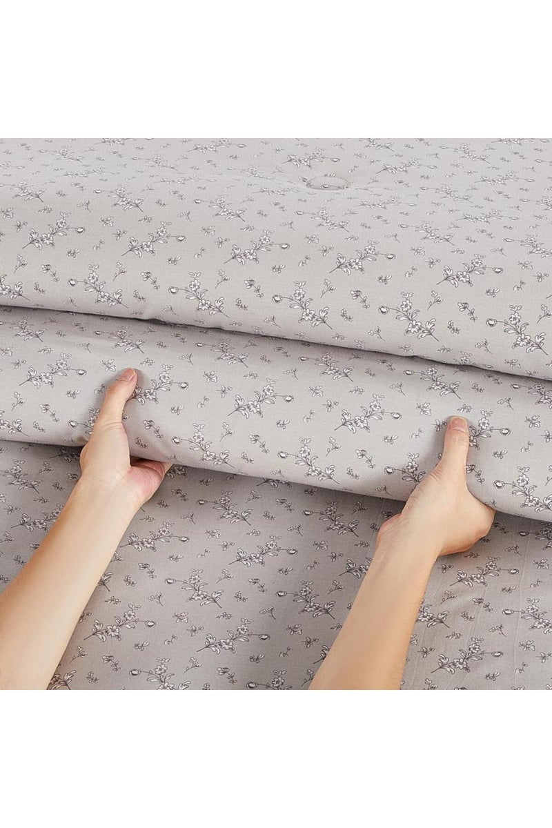 ميلين طقم مفرش سرير صيفي مزدوج قطن 100% - 8 قطع – يناسب سرير بمقاس 200x200 - زافيرا - رمادي - Image 5