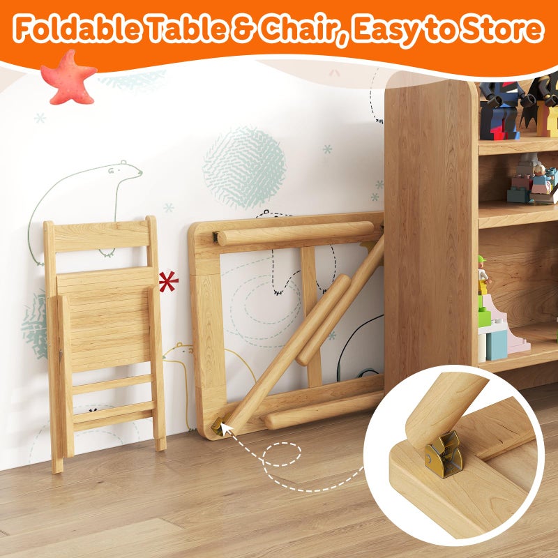 FUNLIO Foldable Wooden Sensory Table with 2 Bins & 1 Foldable Chair for Toddlers, Kids Sensory Table with Anti-Warping Plywood Lid, Indoor/Outdoor Play Sand and Water Set, CPC Certified - Image 2