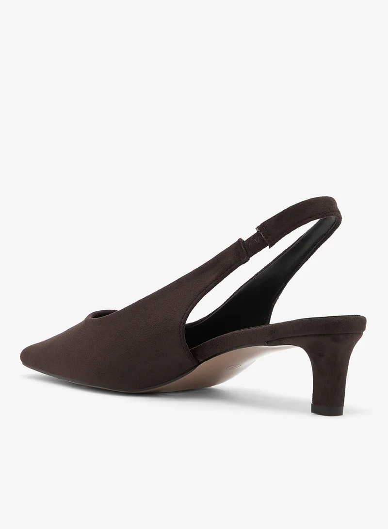 Glamorous BROWN MICRO Casual Slingback Heeled Sandals for Women | Best Price UAE