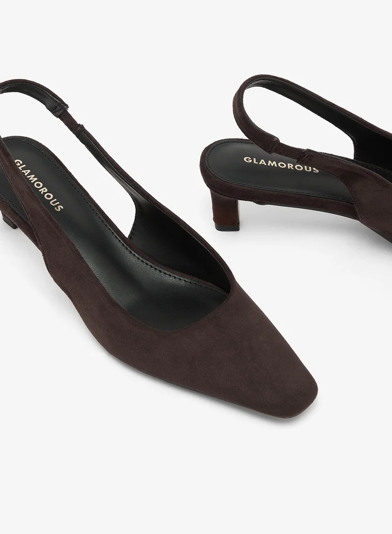 Glamorous BROWN MICRO Casual Slingback Heeled Sandals for Women | Best Price UAE