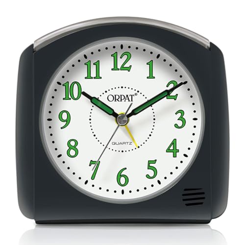 Ajanta Orpat Time Piece Snooze Buzzer Alarm Clock with Light Function (Plastic_105X100X50mm) (T.Grey) - Image 1