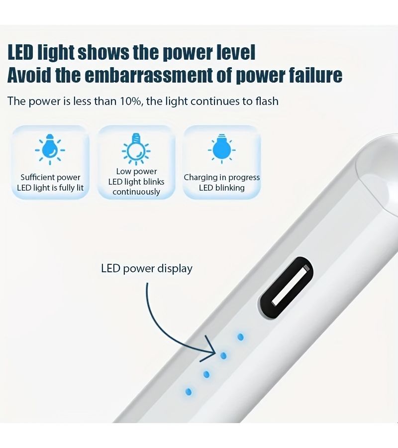 Universal Stylus Pen Durable White For Ipad Android Phones And Tablets Low Latency Palm Rejection Tilt Support Quick USB Charging 13 Minutes - Image 5