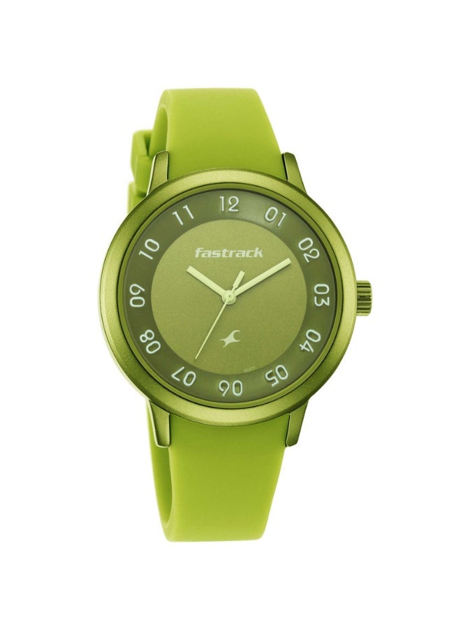 fastrack Pop Colours Women's Watch 68025AP04 – Green Dial, Green Silicone Strap, Quartz Movement, 3 ATM Water-Resistant, Trendy & Gift-Ready Timepiece - Image 2