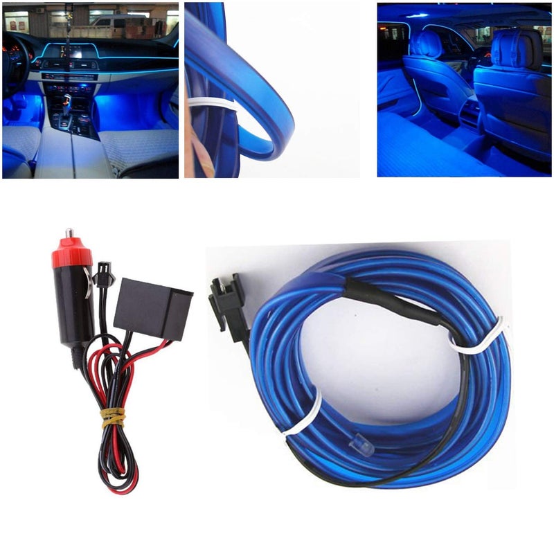 Ramanta Car Interior Dashboard Blue EL Wire Light Ambient Neon Light for Creta Facelift (Length: 5 Meter with Adaptor) - Image 1
