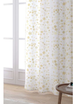 Cango Home Yellow and White Christmas Themed Digital Printed Curtain CGH789-PR  - Image 2