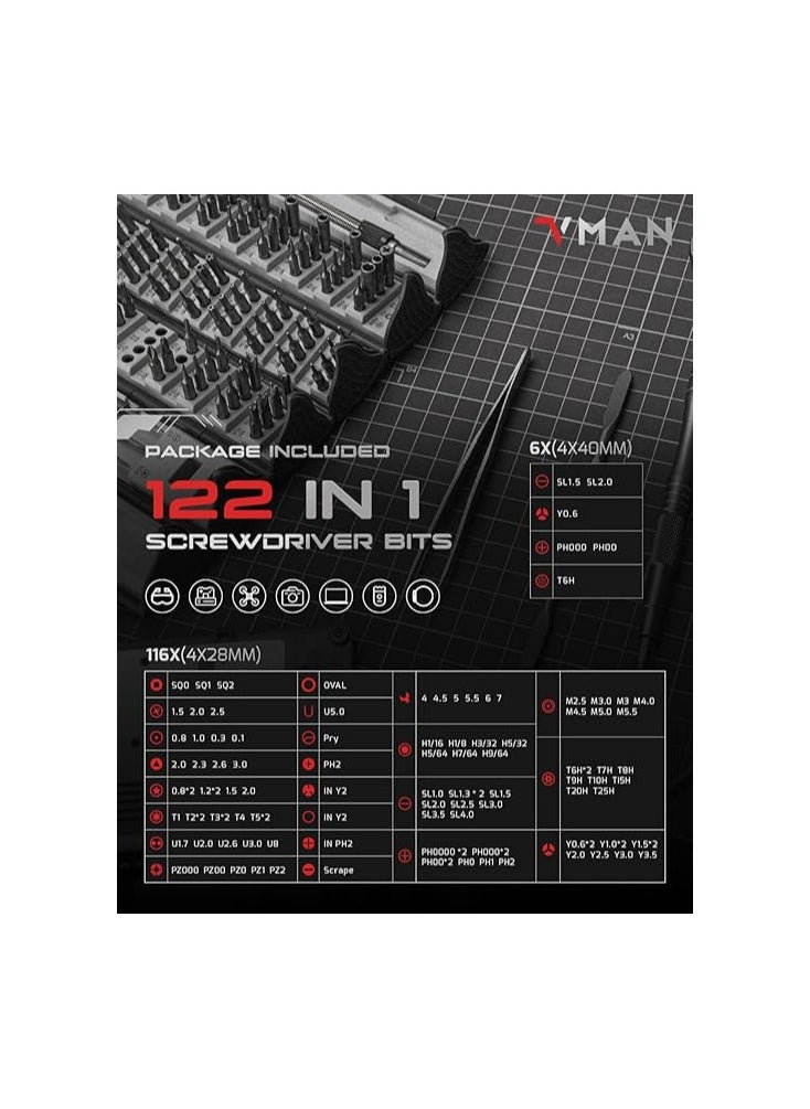 Generic - VMAN 128 in 1 Precision Mechanic Tool Set, Screwdriver Set, Mini Screwdriver Set, Torx Screwdriver Set, 122 in 1 Magnetic Precision Kit, Suitable Repair for iPhone, Laptop, Camera, PC - Image 1