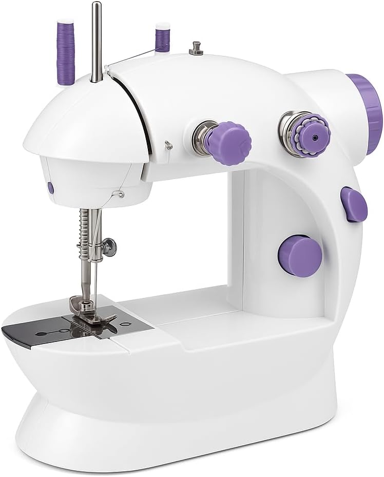 FITTO ماكينة خياطة فيتو ميني للمبتدئين، ماكينة خياطة، أوتوماتيكية مع طاولة تمديد، أداة خياطة كهربائية محمولة، مجموعة خياطة، صغيرة، لجميع الأعمار، للأطفال أو البالغين - Image 1