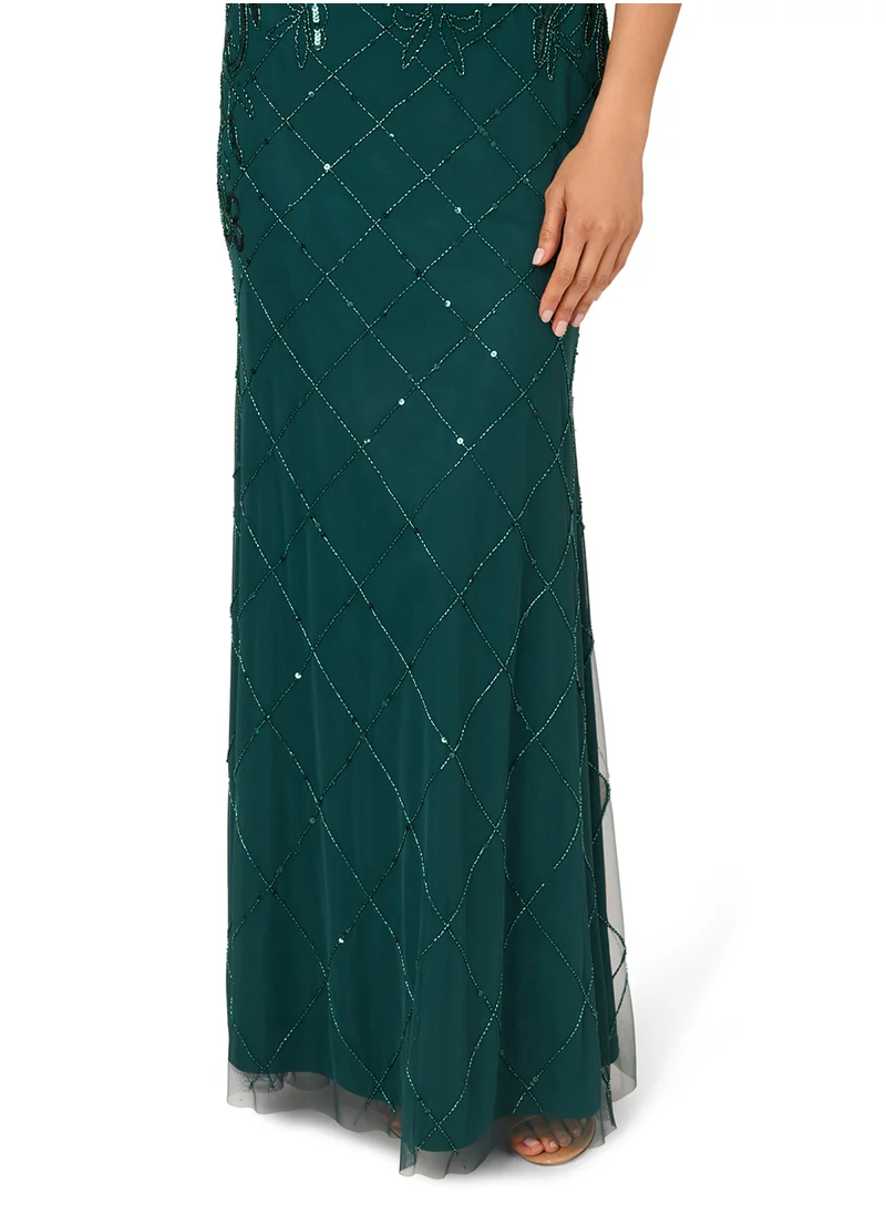 ادريانا بابيل Embellished Sequin Mesh Detailed Dress