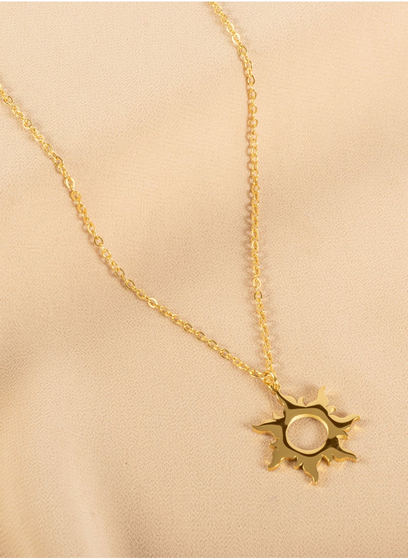The Black Pearl Accessories Stainless Steel Necklace with Medium Raponzel  Sun Pendant  - Image 2