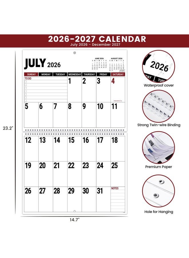 Artfan Jumbo Large Print, 2026 calendar- 2026 Wall Calendar, Jan. 2026 - Dec. 2026, 12 Months Wall Calendar 2026 Measures 39cm wide x 58cm in Length When Open - Image 4