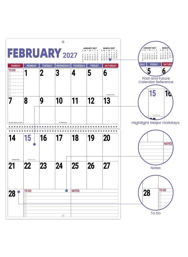 Artfan Jumbo Large Print, 2026 calendar- 2026 Wall Calendar, Jan. 2026 - Dec. 2026, 12 Months Wall Calendar 2026 Measures 39cm wide x 58cm in Length When Open - Image 5