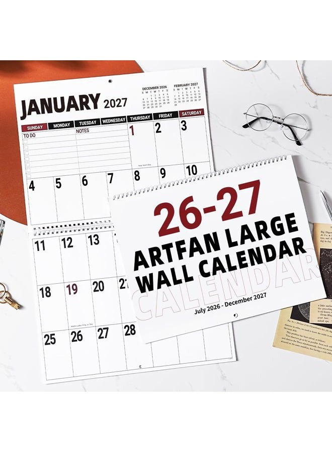 Artfan Jumbo Large Print, 2026 calendar- 2026 Wall Calendar, Jan. 2026 - Dec. 2026, 12 Months Wall Calendar 2026 Measures 39cm wide x 58cm in Length When Open - Image 3