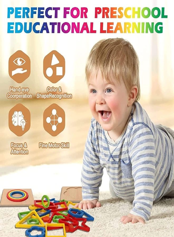 6 قطع من ألغاز خشبية بأشكال ثلاثية الأبعاد ، بانوراما ، ألعاب تعليمية منتسوري ألوان تعليمية - Image 5