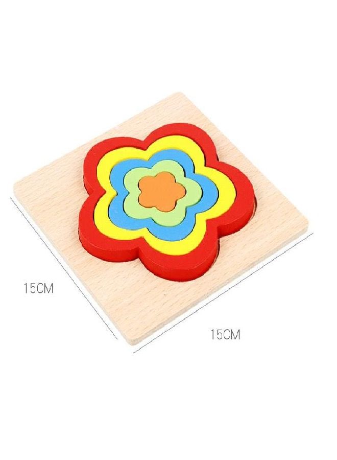 6 قطع من ألغاز خشبية بأشكال ثلاثية الأبعاد ، بانوراما ، ألعاب تعليمية منتسوري ألوان تعليمية - Image 4