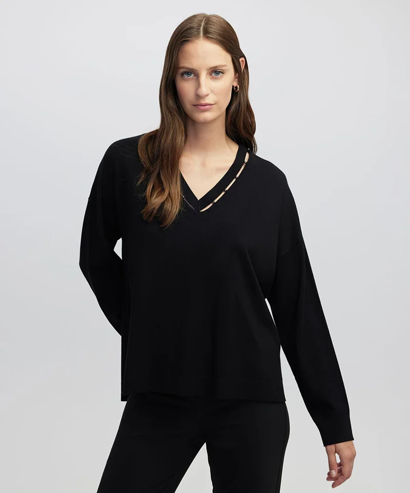 Ipekyol Embellished Cutout Knit Sweater