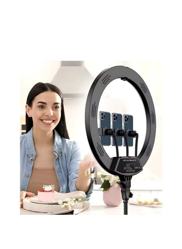 Raxoom - RL-18 Ring Light, 18 inch Soft Ring LED Light for Live Broadcast YouTube Vlog Video Shooting with Remote Control 3 Phone Holder Special Ring Fill Light - Image 1