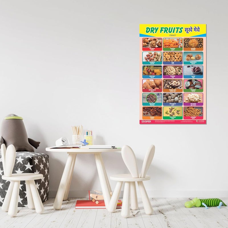 ESCAPER لوحات تعليمية عن الفواكه المجففة للأطفال، لوحات لتعلم الأطفال (11.5 × 17.5 بوصة)، مواد دراسية للأطفال، كتب تعليمية للأطفال، ملصقات تعليمية - Image 4