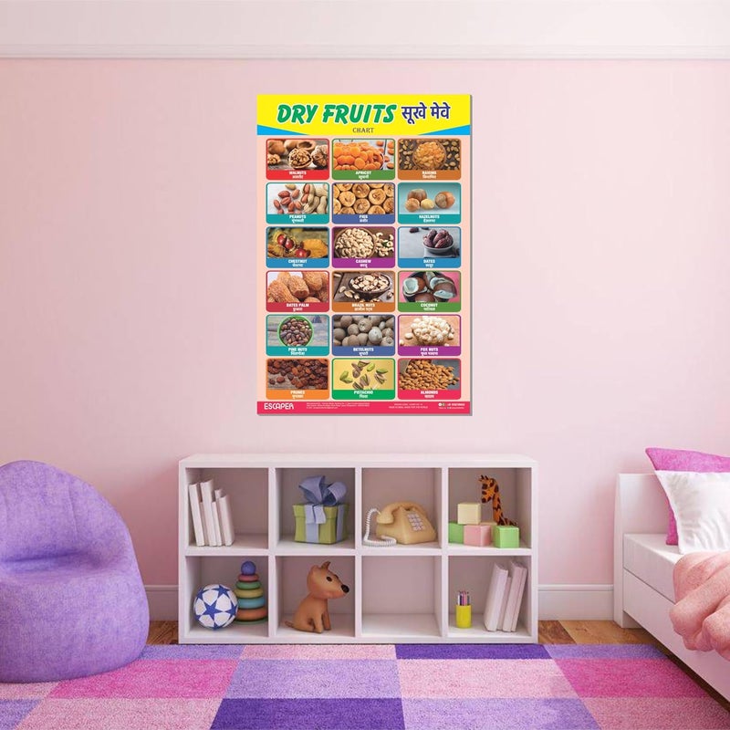 ESCAPER لوحات تعليمية عن الفواكه المجففة للأطفال، لوحات لتعلم الأطفال (11.5 × 17.5 بوصة)، مواد دراسية للأطفال، كتب تعليمية للأطفال، ملصقات تعليمية - Image 5