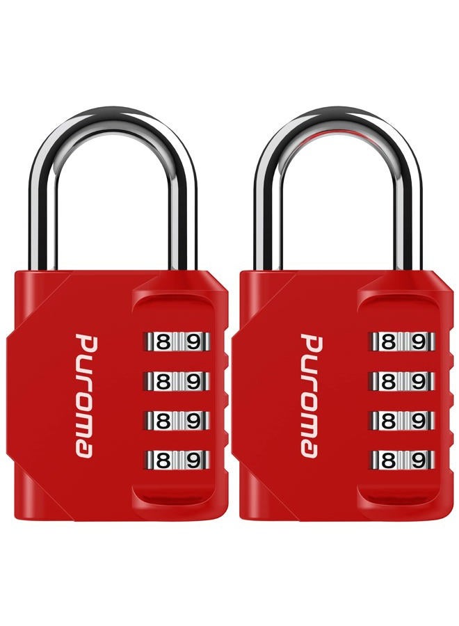 Puroma 2 Pack Combination Lock 4 Digit Padlock for School Gym, Sports Locker, Fence, Toolbox, Case, Hasp Storage (Red) - Image 1
