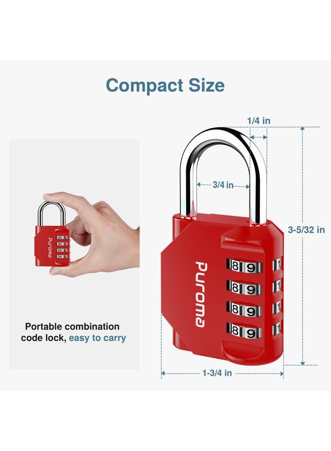 Puroma 2 Pack Combination Lock 4 Digit Padlock for School Gym, Sports Locker, Fence, Toolbox, Case, Hasp Storage (Red) - Image 5