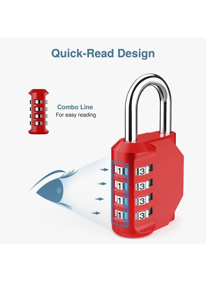 Puroma 2 Pack Combination Lock 4 Digit Padlock for School Gym, Sports Locker, Fence, Toolbox, Case, Hasp Storage (Red) - Image 3