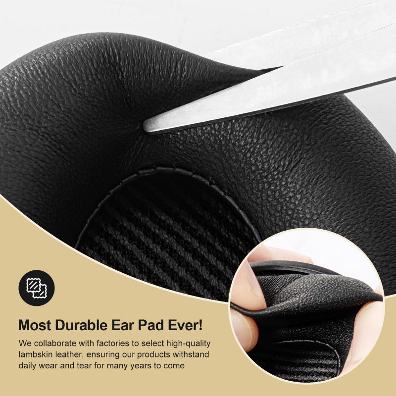 Aurivor Leather Ear-Pads Cushions for Bose QuietComfort QC-35 QC-35-ii QC-25 QC-15 QC-2 Headphones, Lambskin Replacement Ear Covers for Ae2/Ae2i/Ae2W SoundLink SoundTrue Around-Ear Headsets(Black) - Image 5