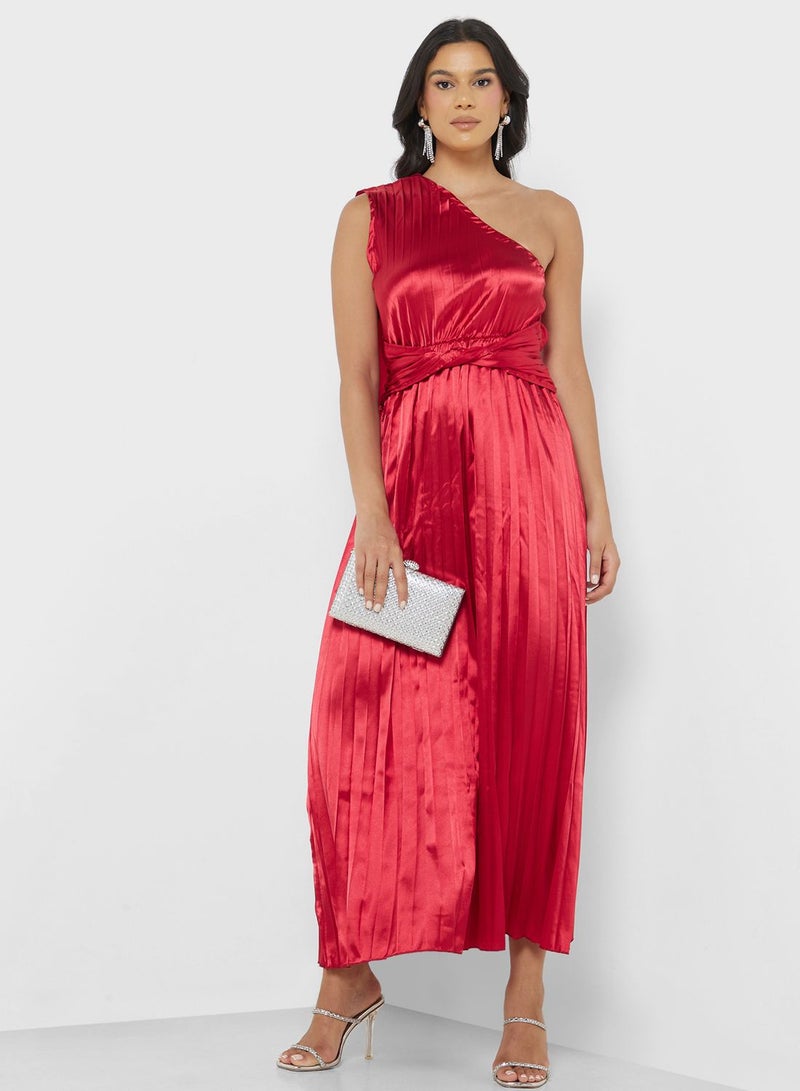 ELLA Satin Pleated Dress - Image 1