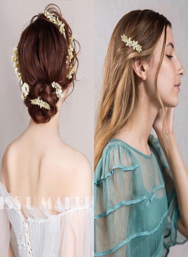 AMCAMI 2PCS Gold Hair Clips，Rhinestone Hair Barrettes For Women， Fancy Gold Hair Accessories For Wedding Bridal Bridesmaid Prom - Image 5