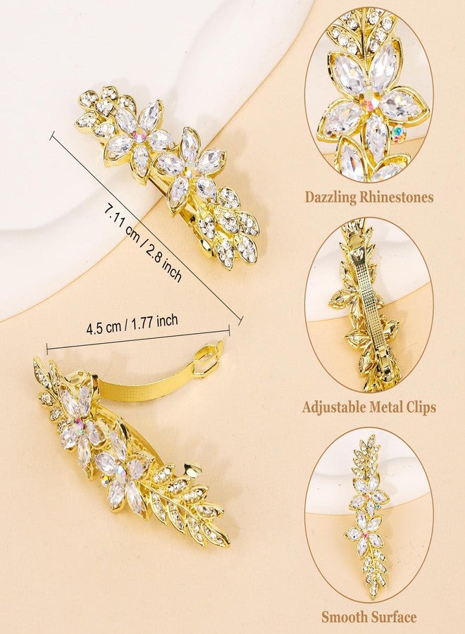 AMCAMI 2PCS Gold Hair Clips，Rhinestone Hair Barrettes For Women， Fancy Gold Hair Accessories For Wedding Bridal Bridesmaid Prom - Image 3