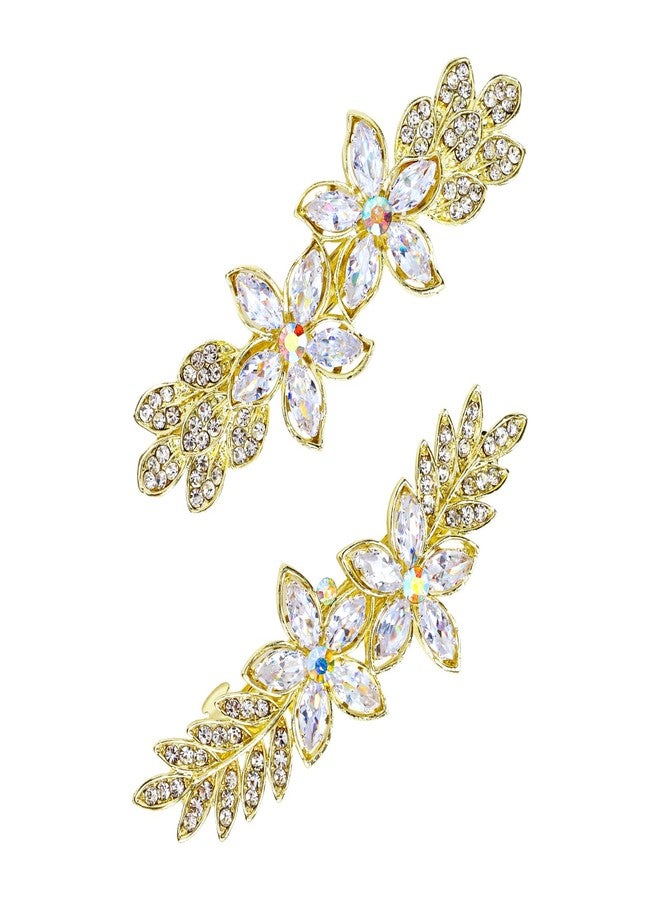 AMCAMI 2PCS Gold Hair Clips，Rhinestone Hair Barrettes For Women， Fancy Gold Hair Accessories For Wedding Bridal Bridesmaid Prom - Image 1