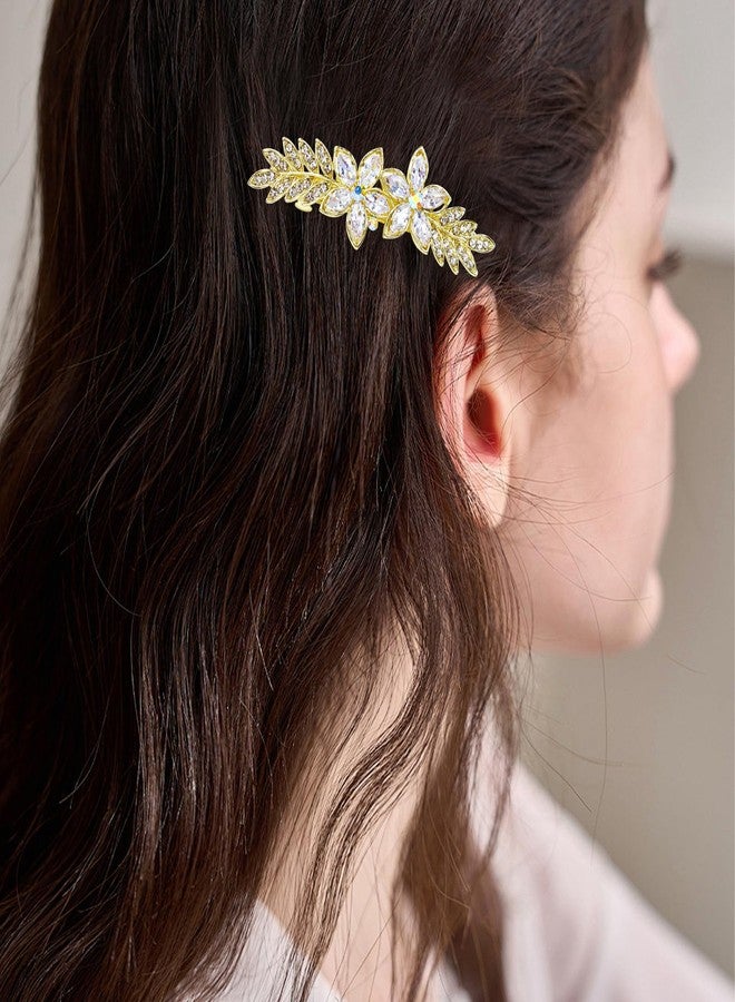 AMCAMI 2PCS Gold Hair Clips，Rhinestone Hair Barrettes For Women， Fancy Gold Hair Accessories For Wedding Bridal Bridesmaid Prom - Image 4