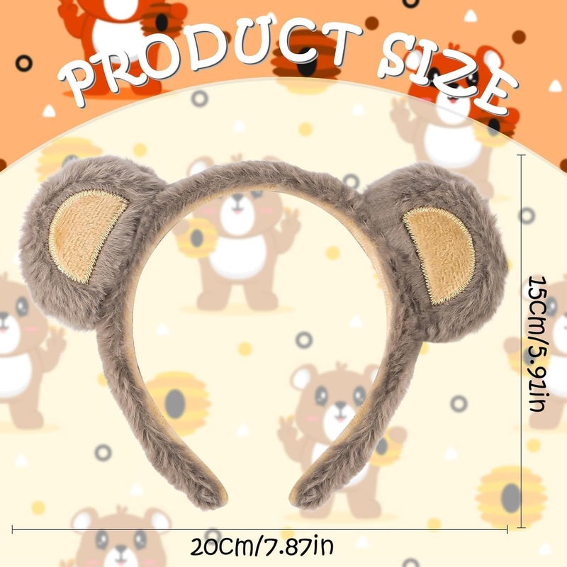 HZYH 3 Pcs Bear Ears Headband, Furry Animal Ears Headbands, Skin Friendly, Good Elasticity, Hair Accessories for Adult Halloween Cosplay  Costume - Image 2