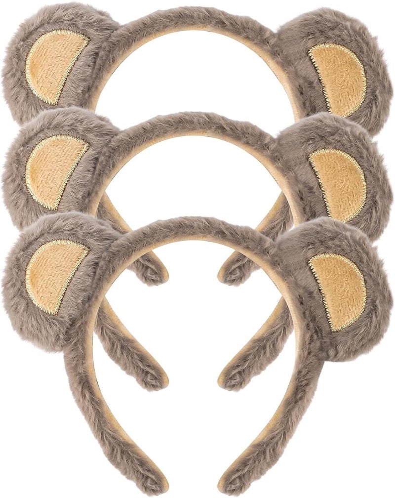 HZYH 3 Pcs Bear Ears Headband, Furry Animal Ears Headbands, Skin Friendly, Good Elasticity, Hair Accessories for Adult Halloween Cosplay  Costume - Image 1