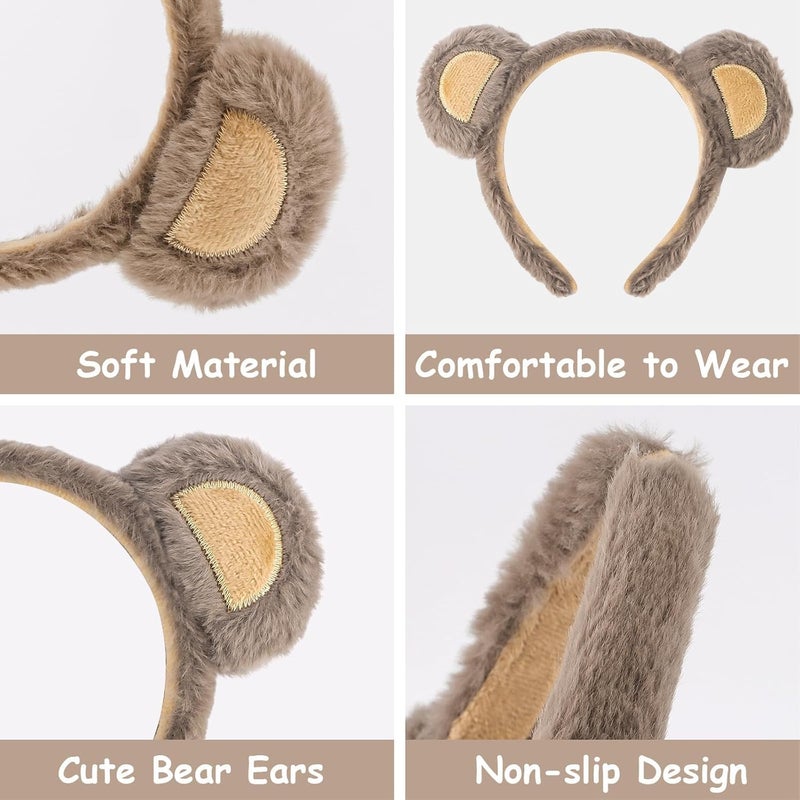 HZYH 3 Pcs Bear Ears Headband, Furry Animal Ears Headbands, Skin Friendly, Good Elasticity, Hair Accessories for Adult Halloween Cosplay  Costume - Image 4