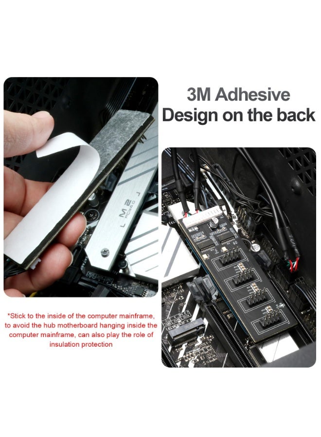 سونسر مقسم موصل USB 2.0 ذو 9 سنون مزود بكابل طاقة SATA، موزع USB داخلي من 1 إلى 4 منافذ للوحة الأم للكمبيوتر الشخصي، والمراوح، والإضاءة RGB، ومستقبل WiFi، والطابعة، والماسح الضوئي - Image 4