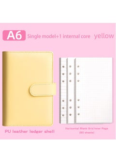 DUNISO A6 PU Leather Binder Budget Planner Organizer 6 Ring Binder Cover With 80 Sheets A6 Filler Paper For Budgeting Yellow (31*189 mm)  - Image 1